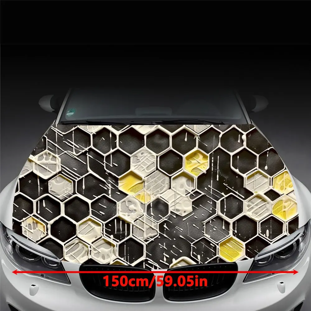 Irregular Geometric Honeycomb Car Hood Wrap Color Vinyl Sticker Truck Graphic Bonnet DIY Auto Accessories Decoration Decal Gift