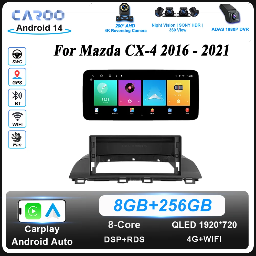 Android 15 Bluetooth For Mazda CX-4 2016 -2021 Auto Radio Stereo Multimedia Player Navigation GPS No 2din WIFI Wireless Carplay