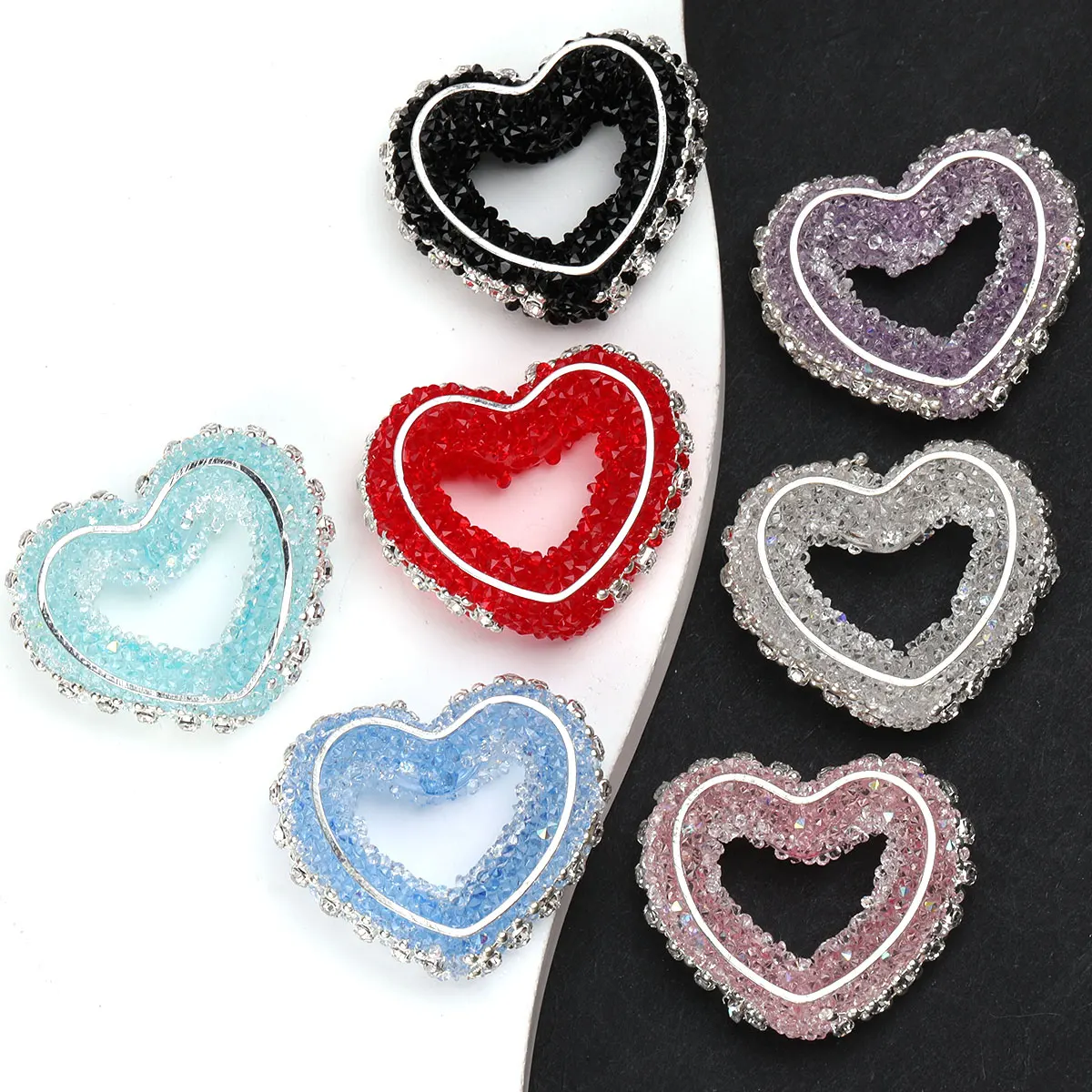 3pcs/6pcs Beads & Bead Assortments Decorative Beads Heart Acrylic Beads Vibrant Cute Colorful Vertical Hole Granulated Sugar