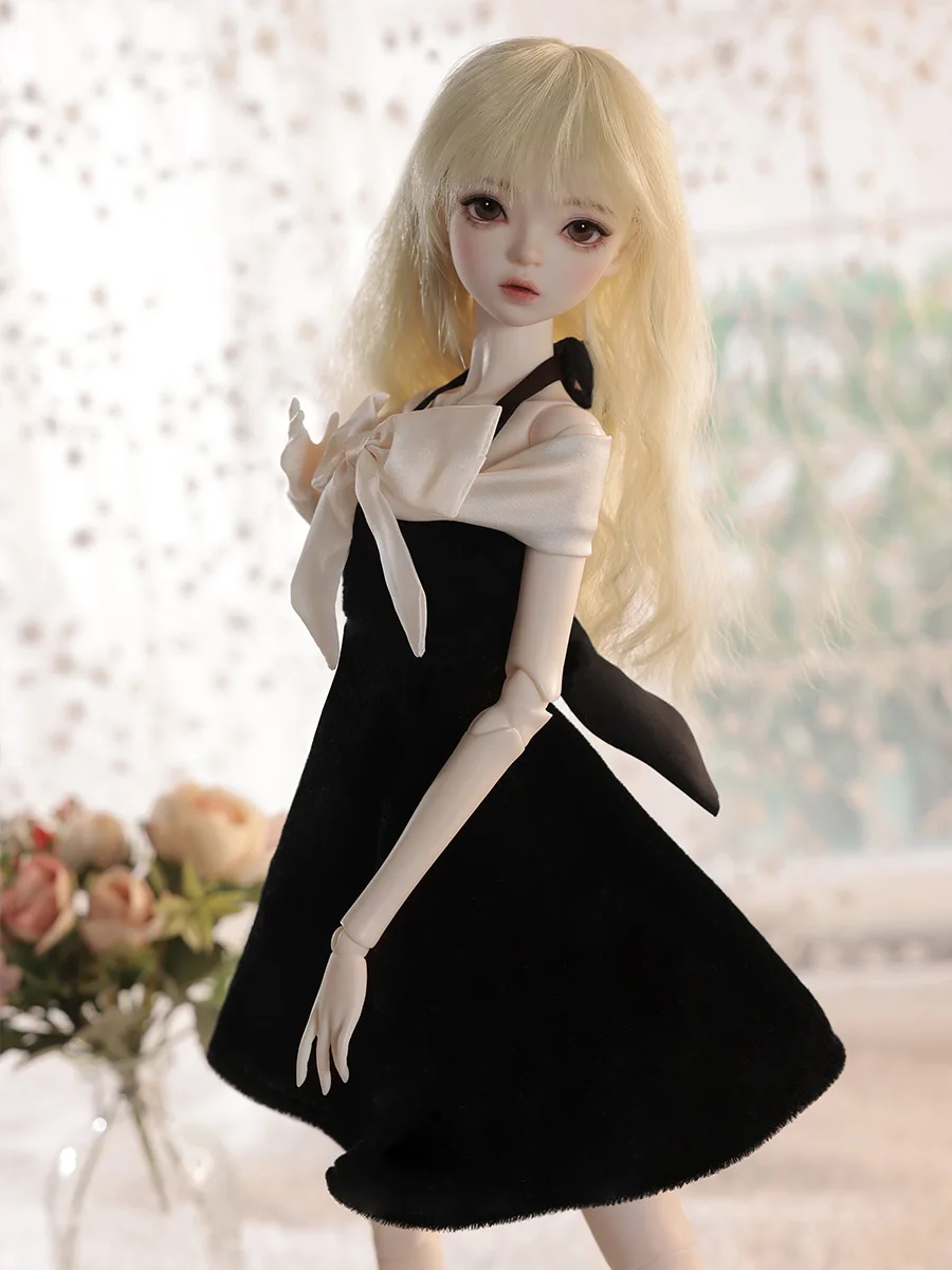 Bate BJD 1/4 Flower Cake body White Sling Dress with Bow Fashion Model Pure Handicraft Art Ball Jointed Doll