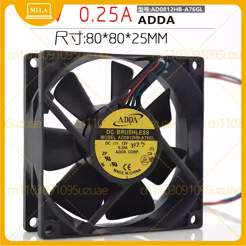 

For ADDA AD0812HB-A76GL DC 12V 0.25A 33000RPM 8cm 8025 80x80x25mm Double Ball Bearing Cooling Fan
