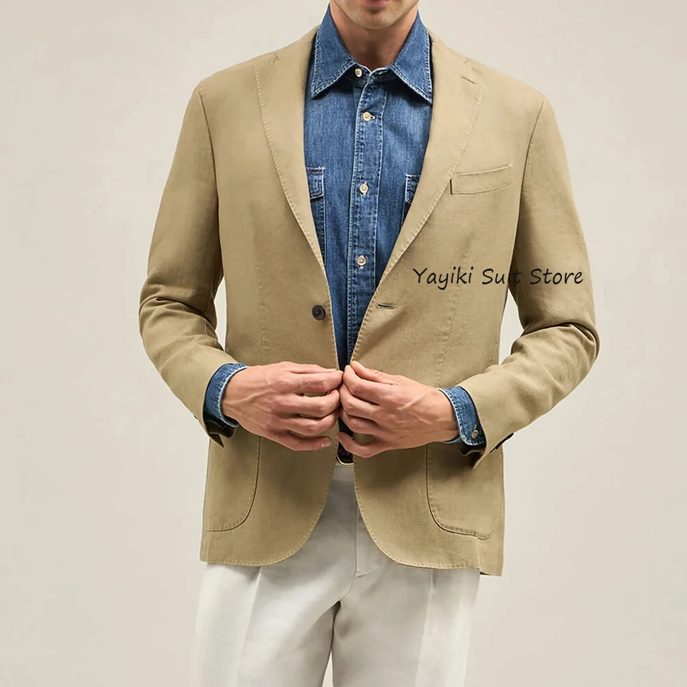 

Casual Fashion Suit Top Men's Jacket Suits Linen Costumes Two Pockets Casualdress Jackets for Man Blazers Blazer Clothing