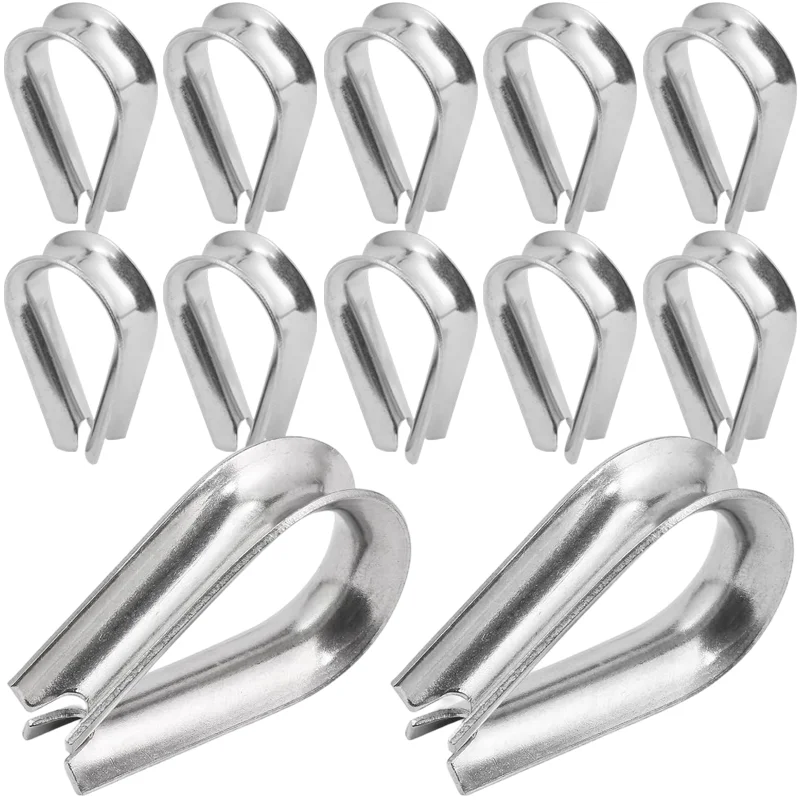 Anillos de Acero Inoxidable para Cables, Abrazaderas Protectoras para Cables, Clips para Herrajes de Aparejos, Anillo Corazón de Gallina