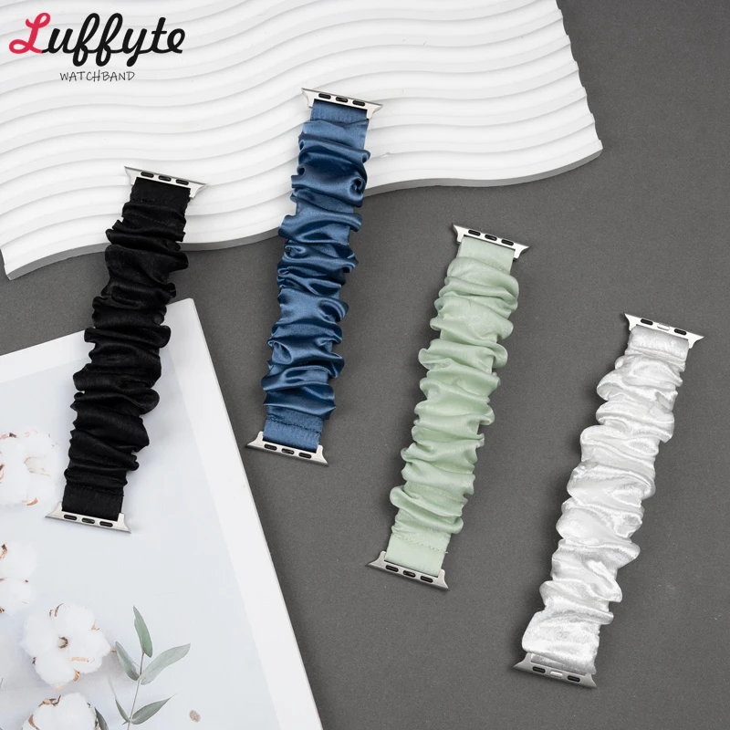 Scrunchie Strap for Apple Watch Ultra Band 49mm 45mm 41mm 44mm 40mm 38mm Women Elastic Bracelet IWatch Series 9 8 7 6 5 4 3 SE