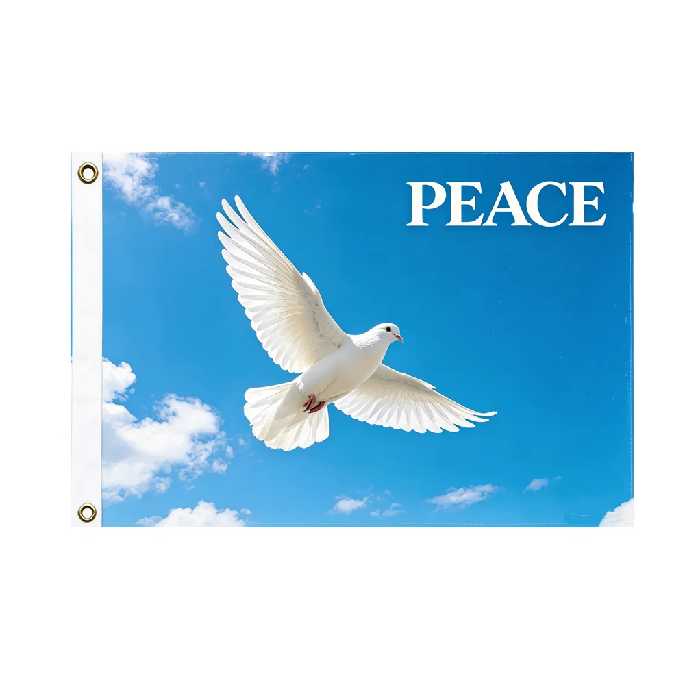 Peace Dove Flag Blue Sky Polyester Wall Banner 2x3ft 3x5ft Peace Theme Home Bedroom Office Wall Hanging Art Decor