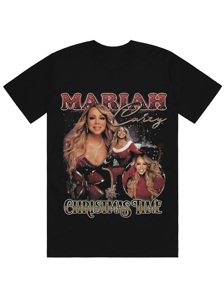 Mariah Carey Christmas Time Tour Merch 30th Anniversary T-Shirt Men's Cotton T-shirts Fashion Round Neck Tees Tops Fans Tshirts