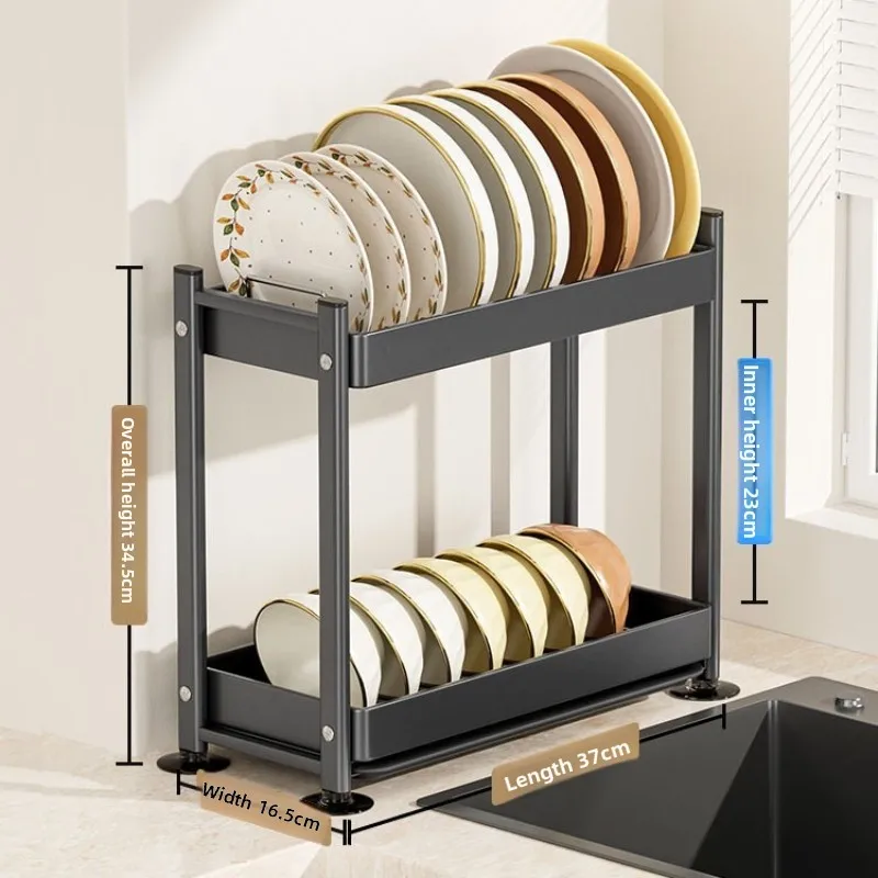 

Exquisite Narrow-sided bowl rack, dish storage rack, drain basket, kitchen countertop, multi-functional shelf, tableware rack