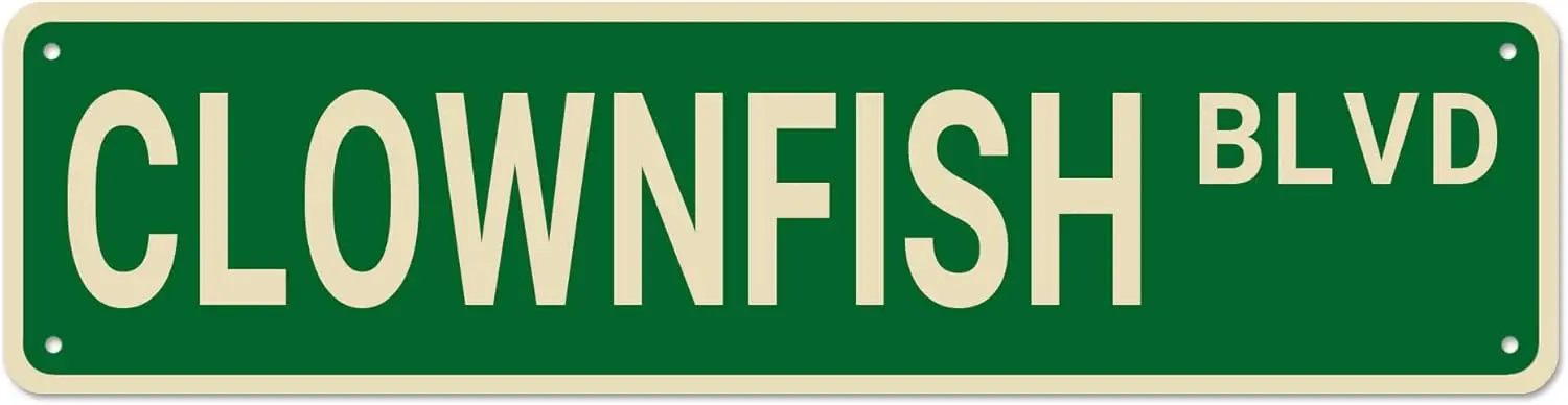 Clownfish BLVD Street Sign, Clownfish Sign Clownfish Decor Clownfish Lover Gift, Funny Wall Decor for Home/Bedroom/Man Cave, Qua