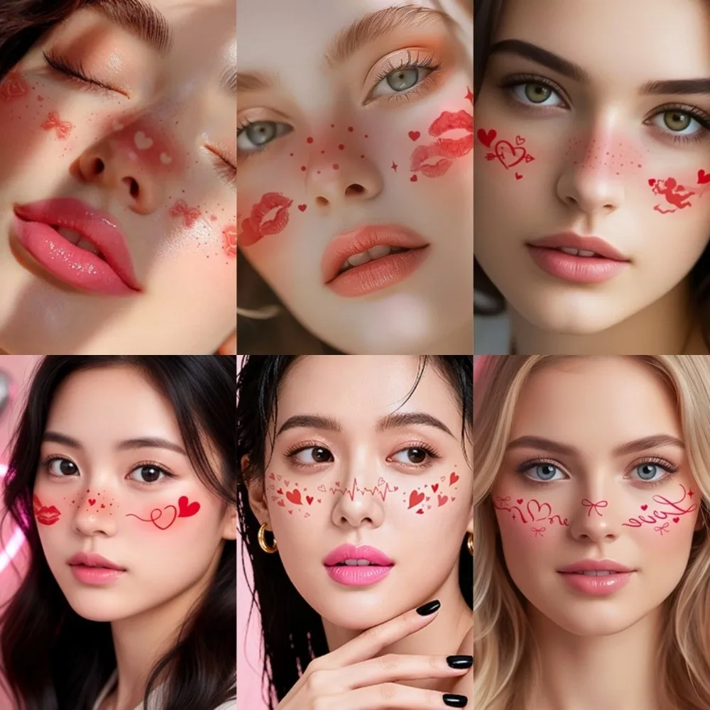 

8pcs Bow Waterproof Freckles Blush Stickers Long Lasting Facial Art Face Temporary Tattoos Disposable Makeup Stickers Concert