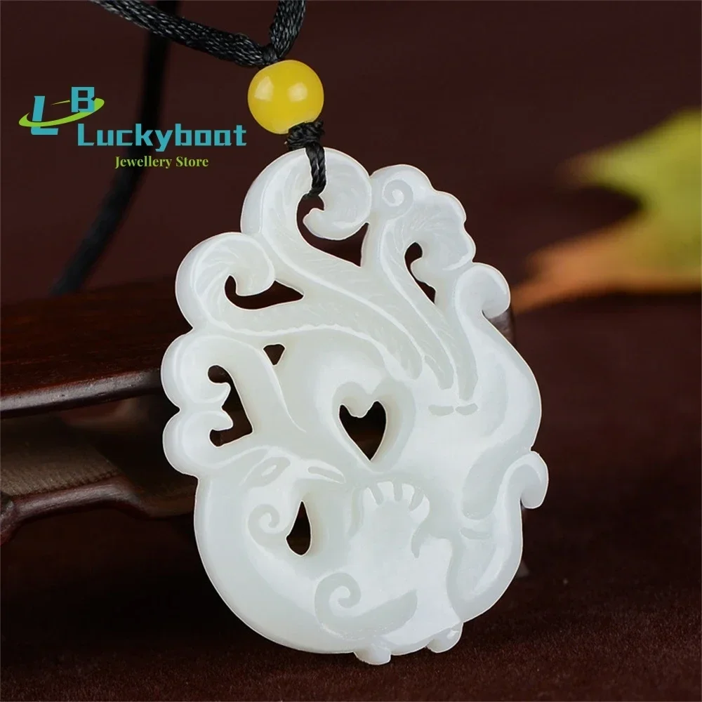 Xinjiang  Hetian  White Jade Hollow Carving Phoenix Pendant  Nirvana