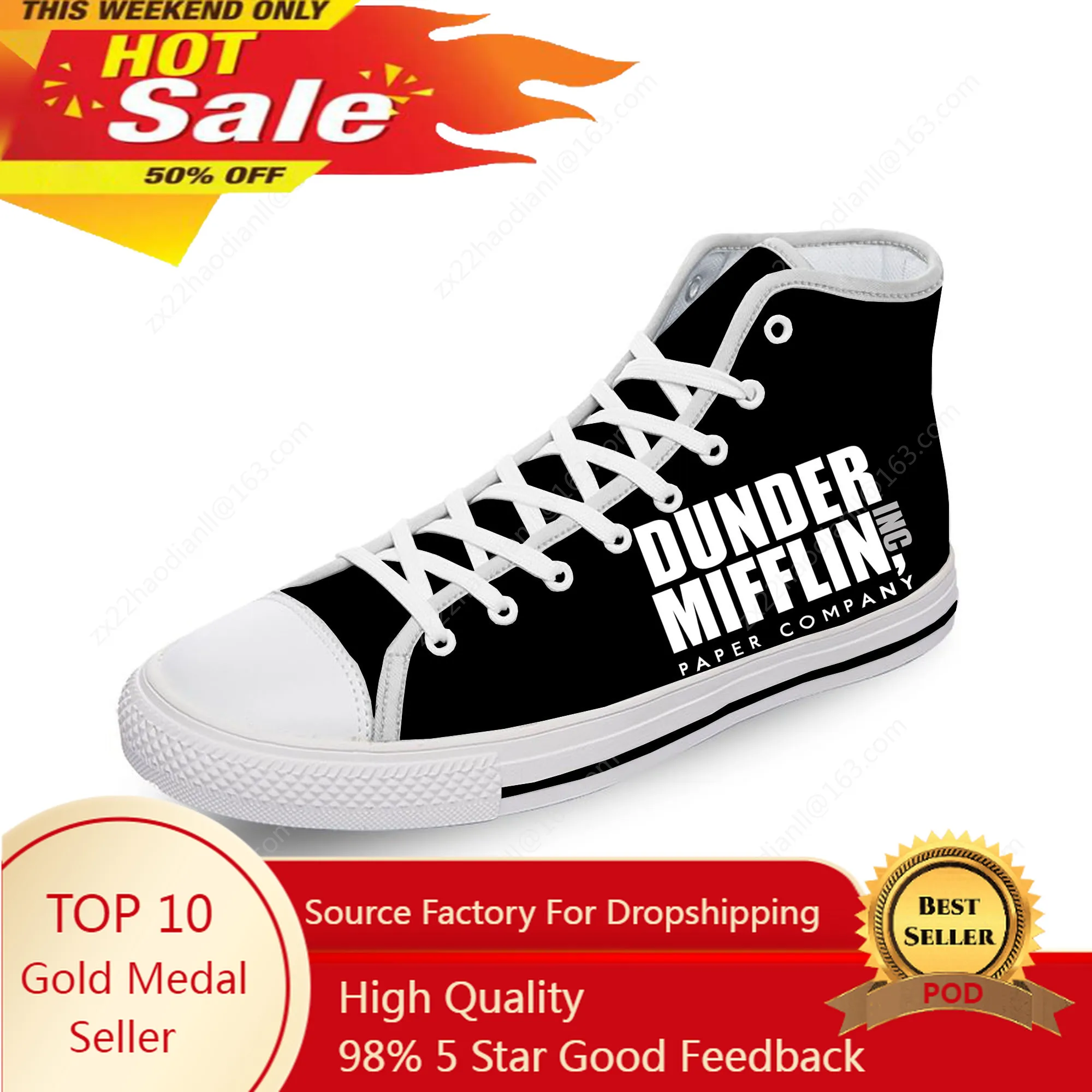 

The Office TV Show Dunder Mifflin Paper High Top Sneakers Mens Womens Teenager Casual Shoes Canvas Shoe Cosplay Lightweight shoe