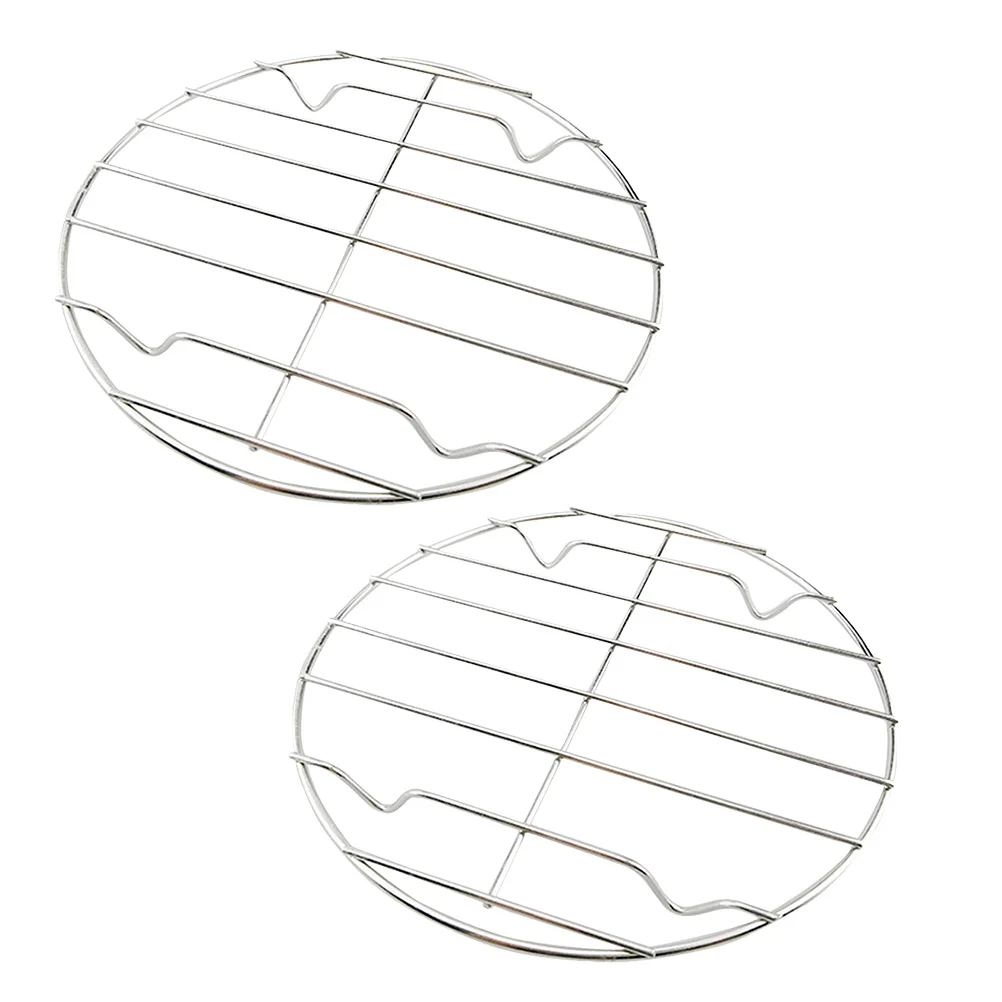

2Pcs Stainless Steel Bbq Rack Round Barbecue Grill Lightweight Durable Outdoor Practical Tool Diameter 22cm Stand
