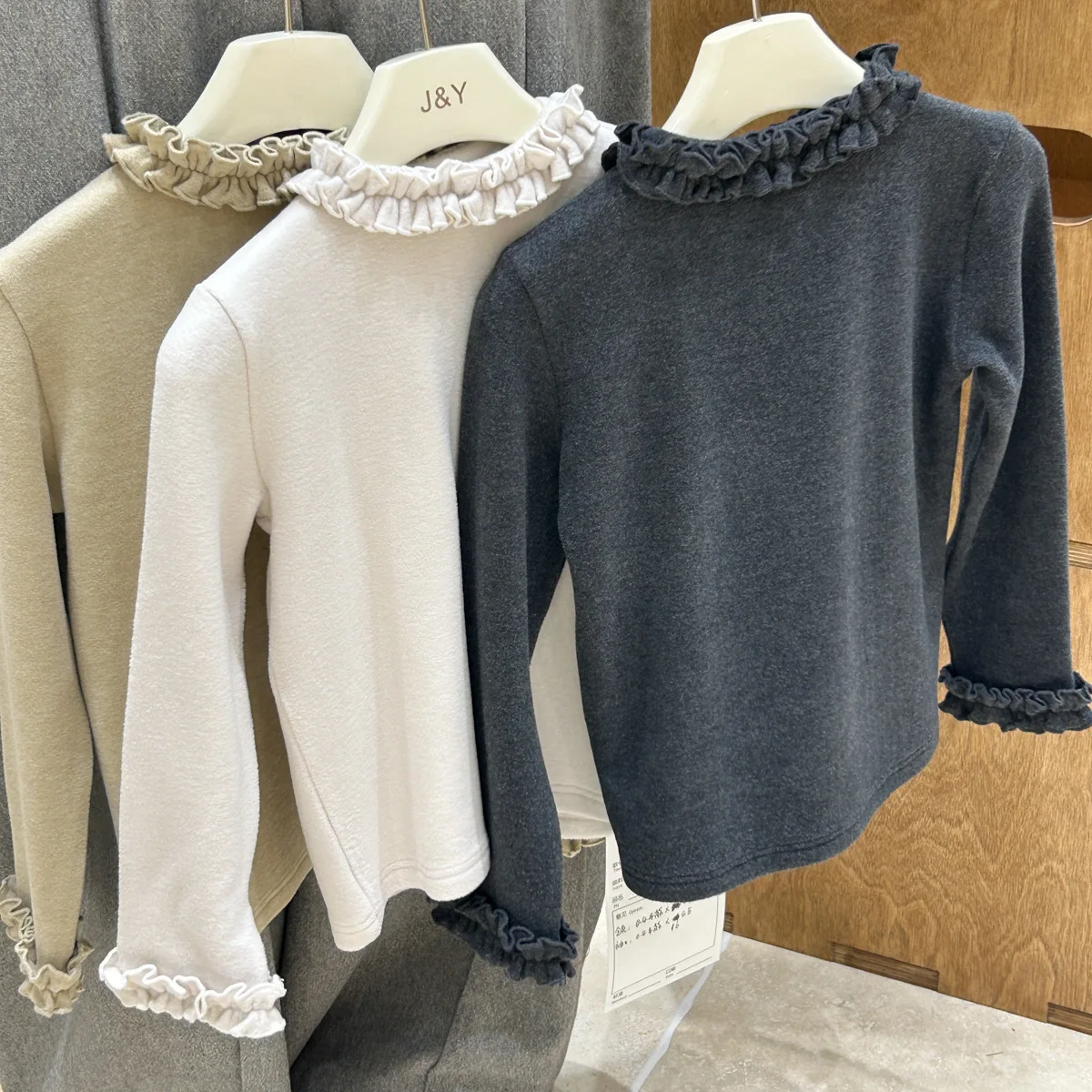 2025 Winter New Girls Lace Collar Splicing Bottoming Shirt Foreign Versatile Thickened Warm Bottoming Shirt
