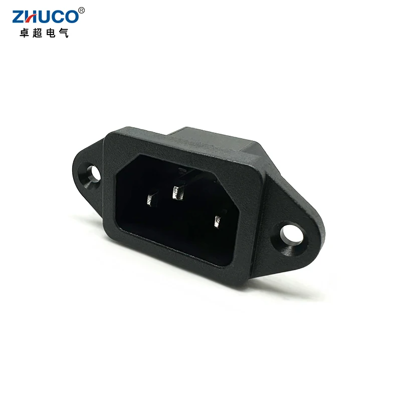 1PC LZ-14-1 10A 250V 3 Pins Chassis Panel Mounted IEC320 C14 Inlet Plug Connector AC Electrical Power Socket With 2 Sets Screws