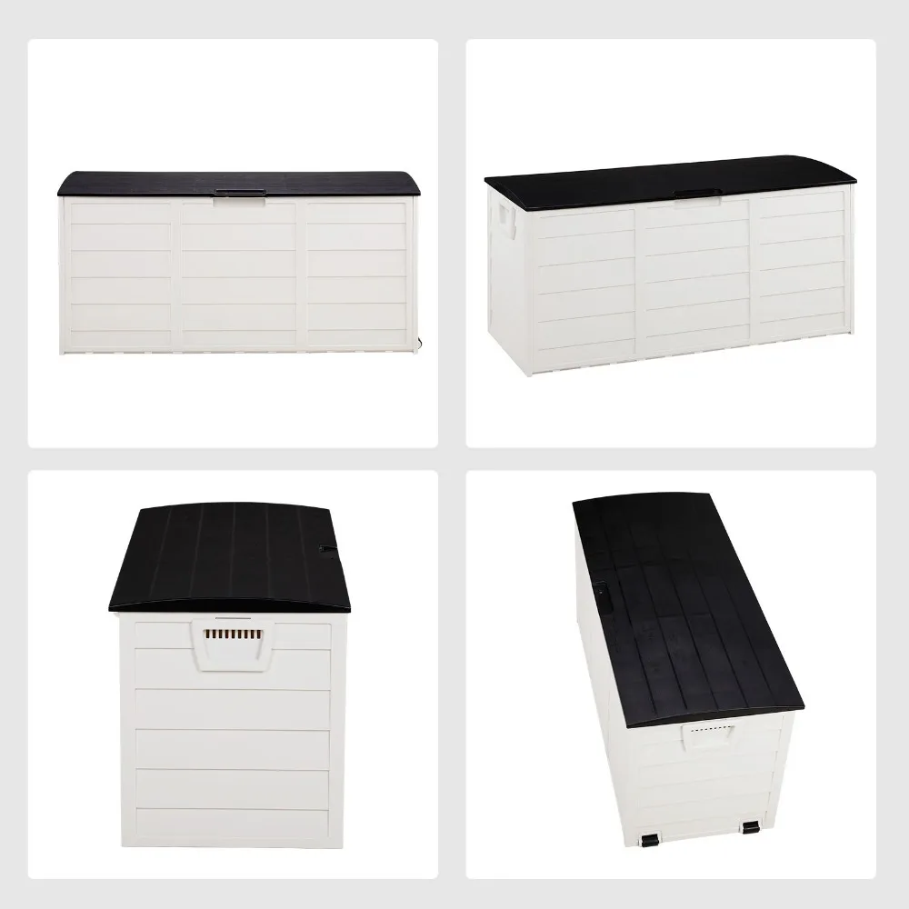 75gal 280L Outdoor Garden Plastic Storage Deck Box Chest Tools Cushions Toys Lockable Seat，Outdoor deck box: Lockable packaging delivery box, outdoor storage box view 4