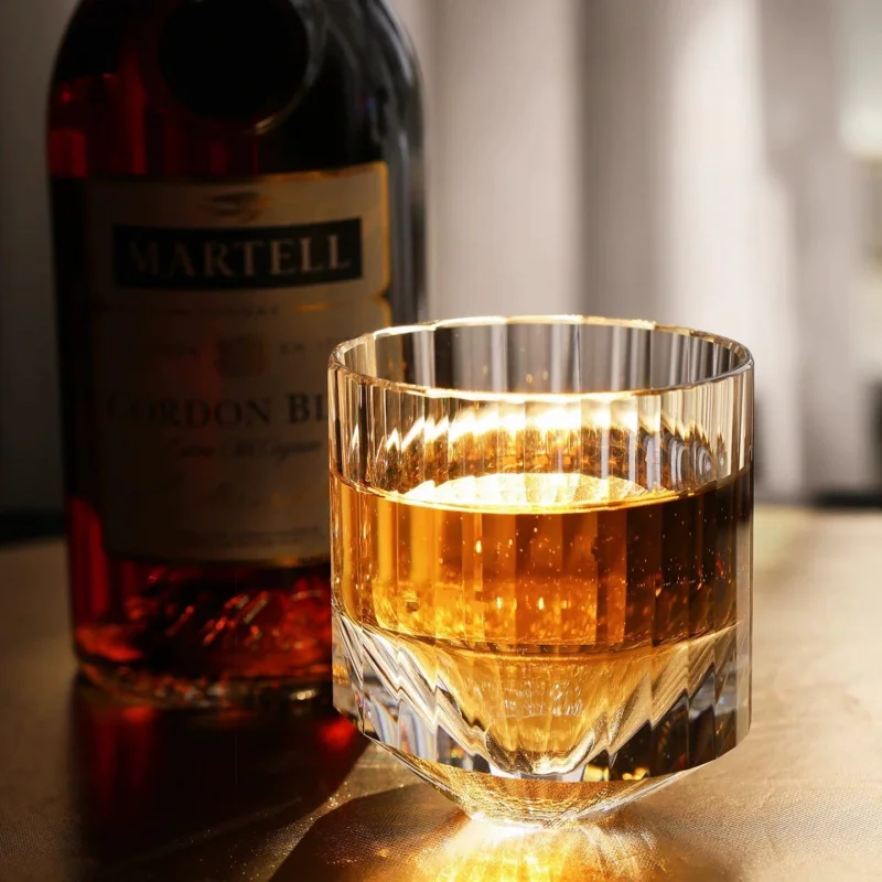 2026 Block Ice K9 Crystal Glass Heavy Bottom Geometric Art Diamond Cutting Glassware Wineglass Whiskey Rock Whisky Tumbler Cup