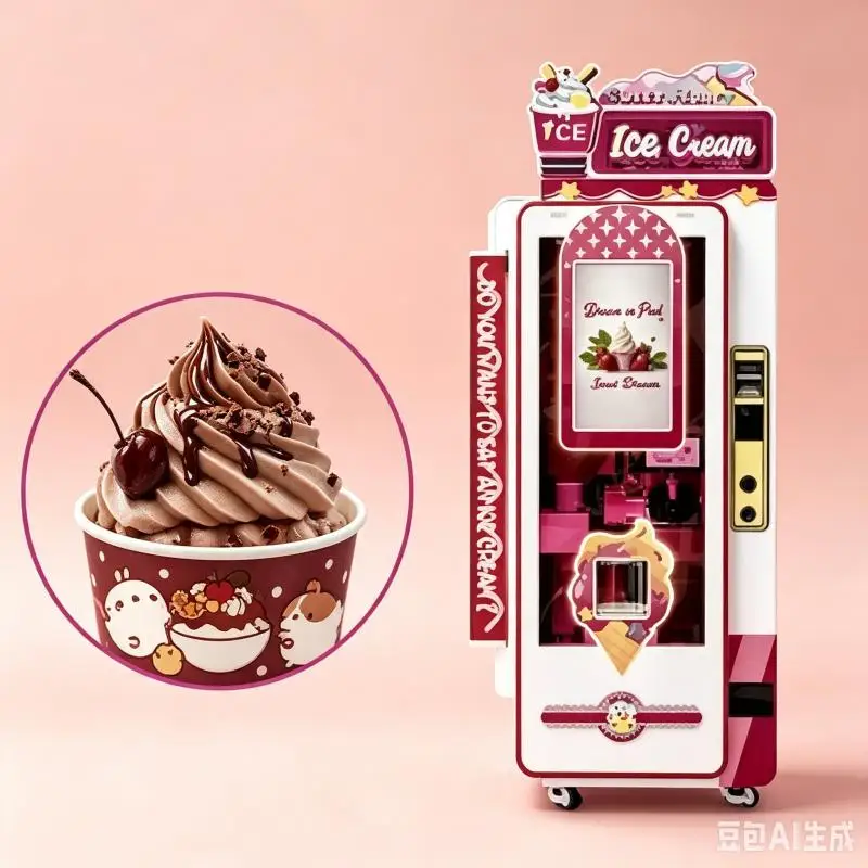 Commercial Customized Ice Cream Vending Machine Automatic Soft Serve Machine Touchscreen Ordering System High Efficiency