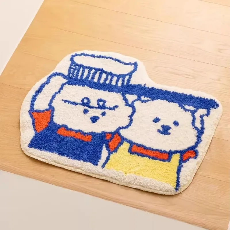 VIKAMA Hand-Painted Simple Cartoon Doormats for Bathrooms, Toilets, and Entryways—Insulating, Warm, Non-Slip and Home Decorative