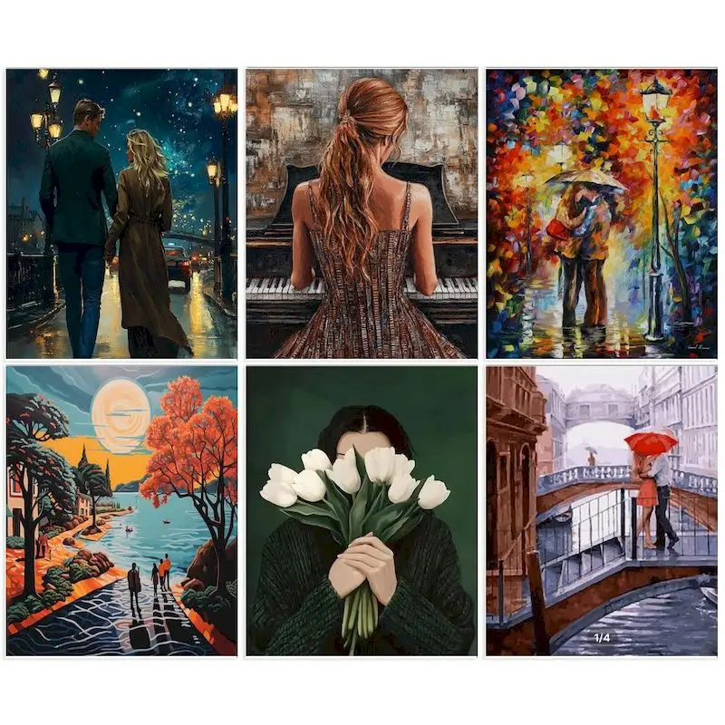 

SDOYUNO DIY Pictures By Number Kits Scenery Painting By Numbers Bridge Landscape Drawing On Canvas couple HandPainted Art Gift