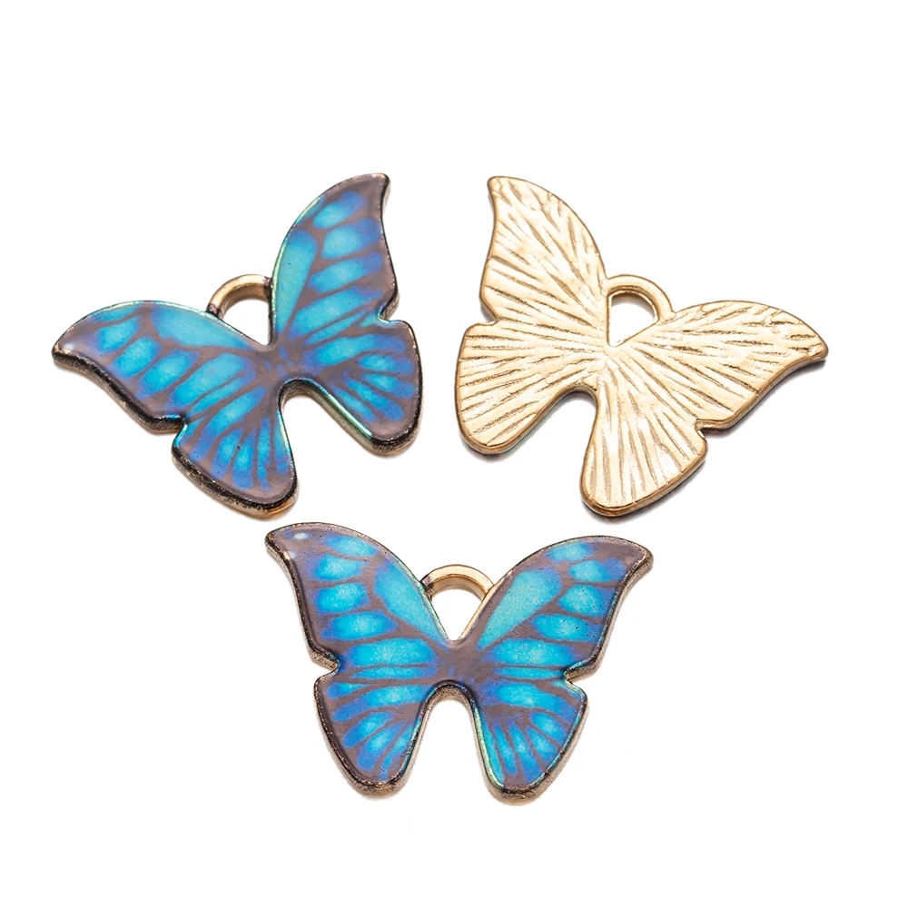 10Pcs 21x15mm Alloy Colorful Butterfly Pendant Enamel Metal Charms Necklace Bracelet DIY Jewelry Making Animal Accessories