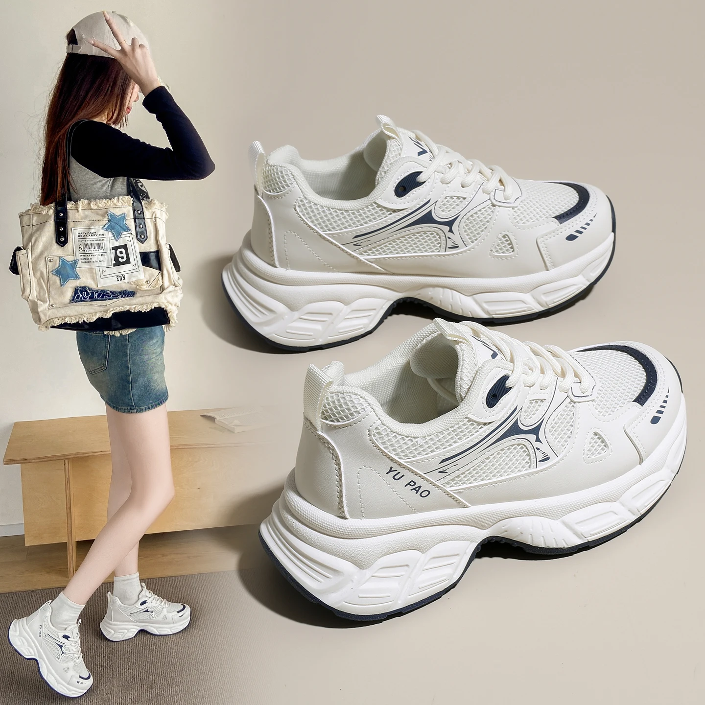 

Women's 5.5CM Platform Sneakers for Women Breathable Comfortable Walking Shoes Non Slip Casual Fashion Slip On Footwear