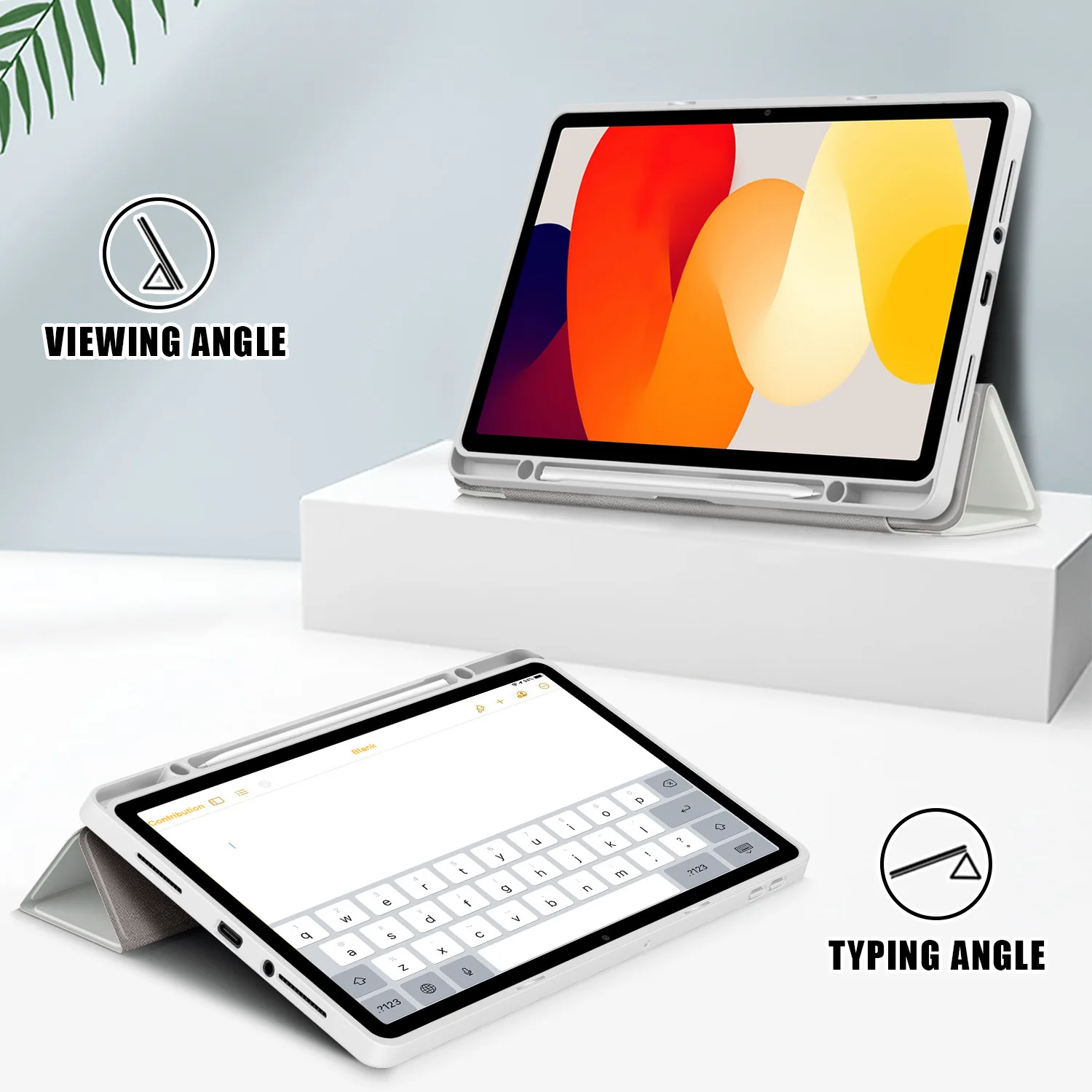 For Xiomi Redmi Pad SE Case 11inch Acrylic Back Cover Flip Trifold Stand Tablet Cases with Pencil Holder For Redmi Pad SE Cover