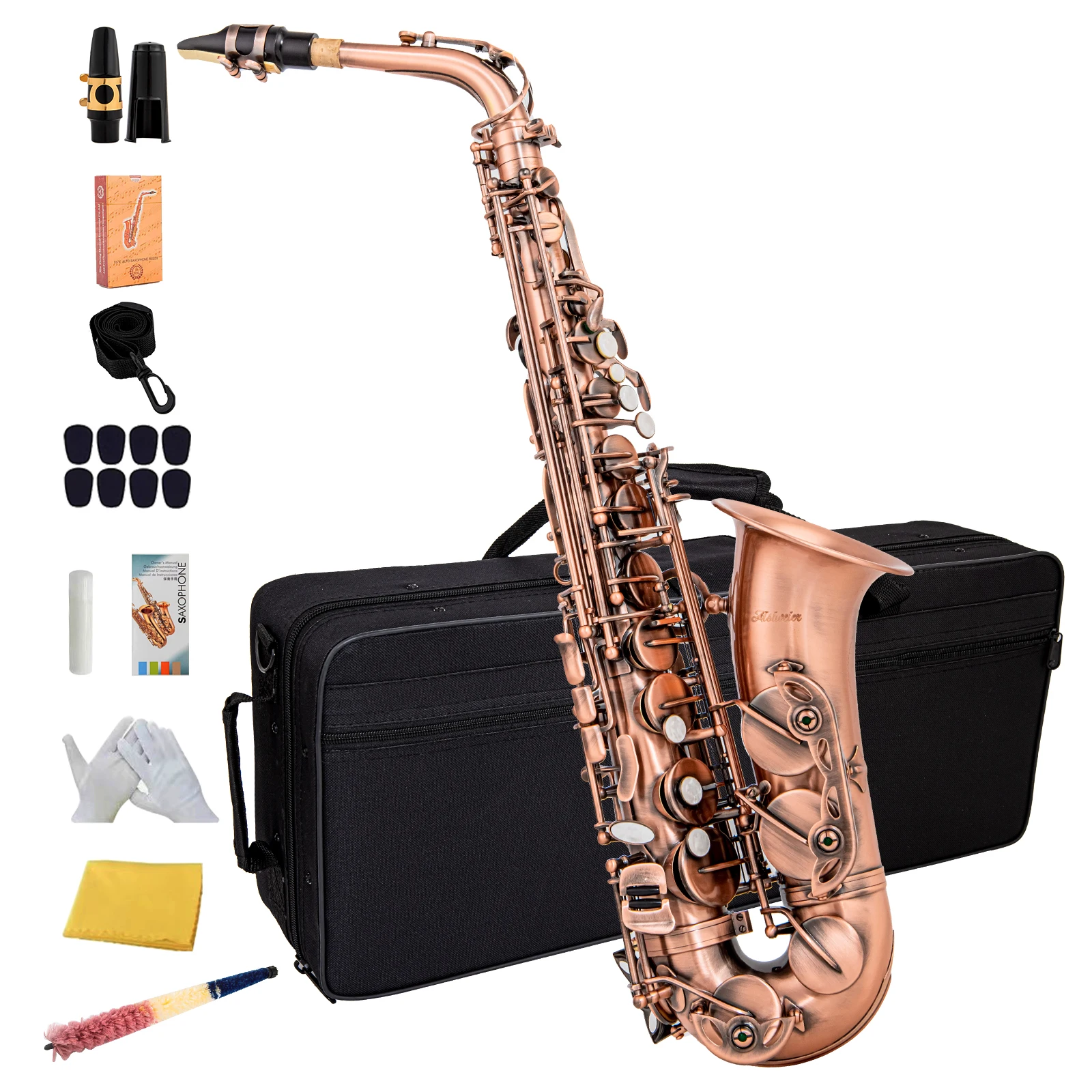 France AS802 Professional Alto Saxophone Antique E-flat Brass Premium Saxophone Instrument Jazz Instrument for Beginners