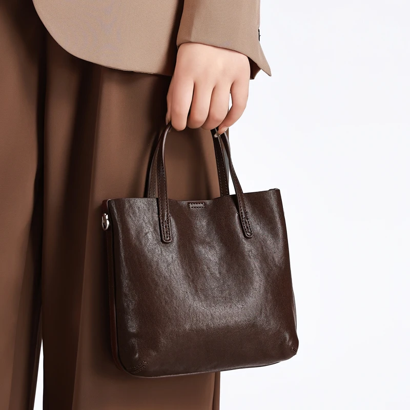 

2026 New Women's Genuine Leather Handbag Luxury Designer's Shoulder Tote Bag Ladies Vintage Top-Handle Bags Female Underarm Bags