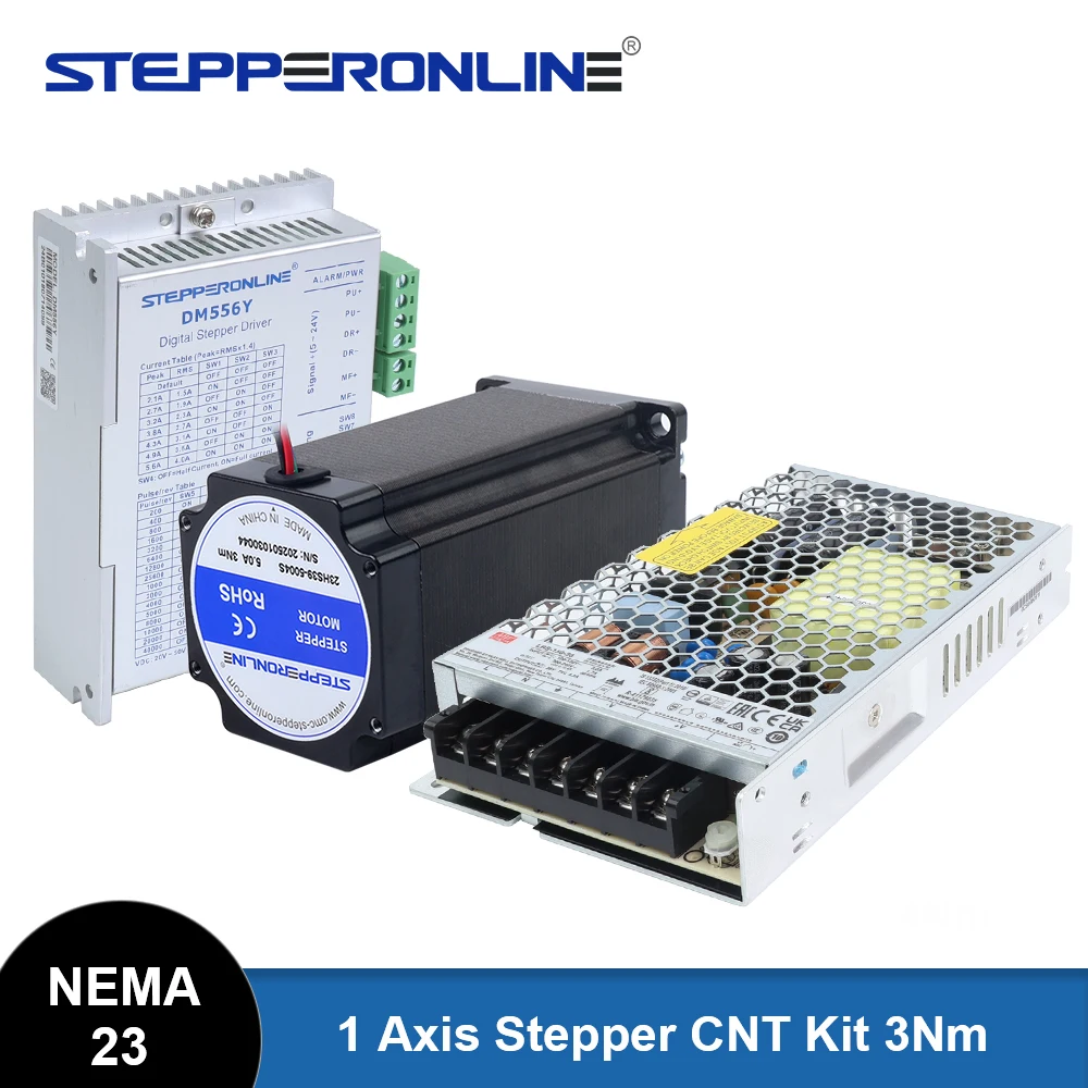 STEPPERONLINE 1 Axis Stepper CNC Kit 3NmNema 23 Stepper Motor 425oz.in 57x100mm 5A & Driver & 36V Power Supply