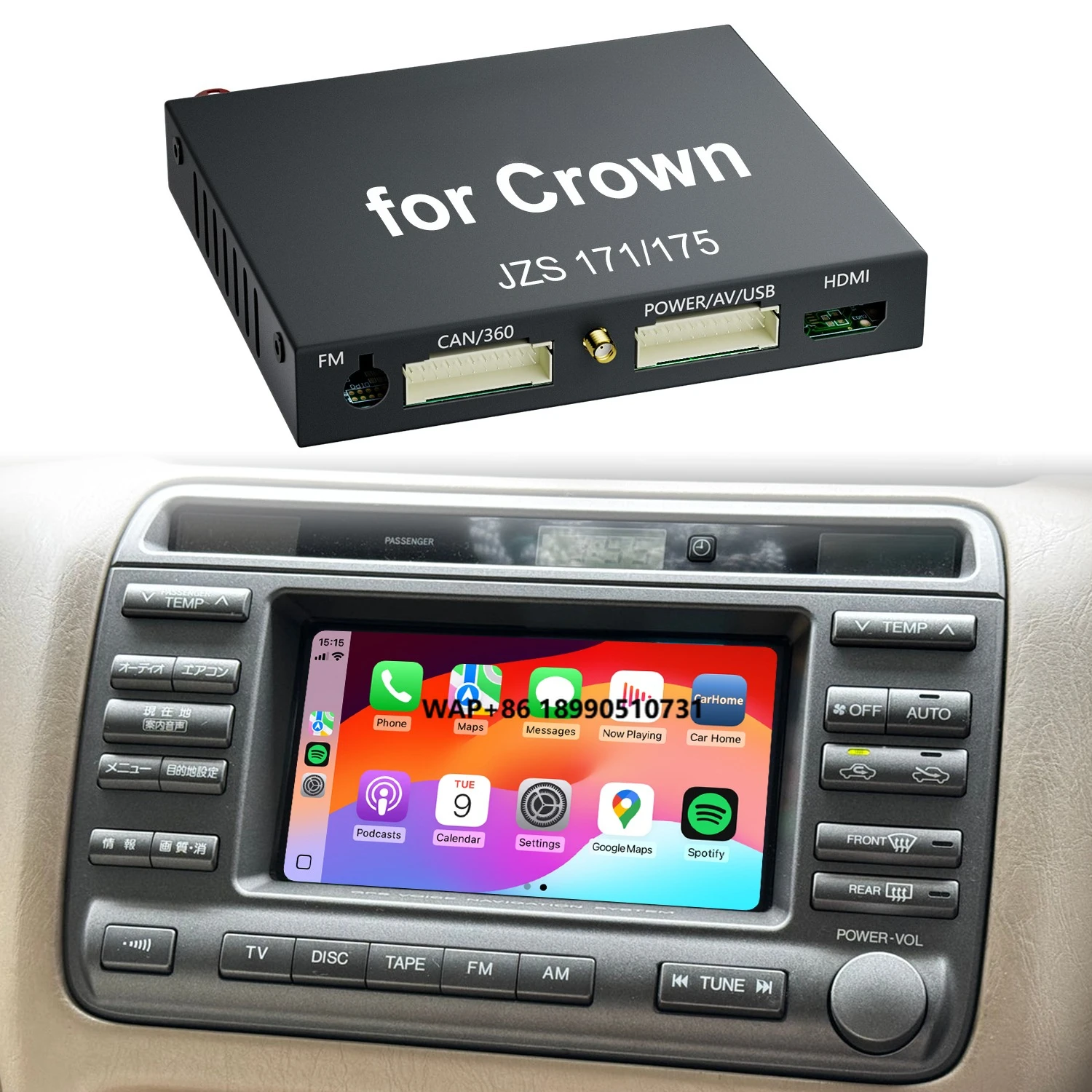 

Crown JZS 171/175 Original Head Units Wireless CarPlay and Android Auto Integration Kit Auto Electronics for Car