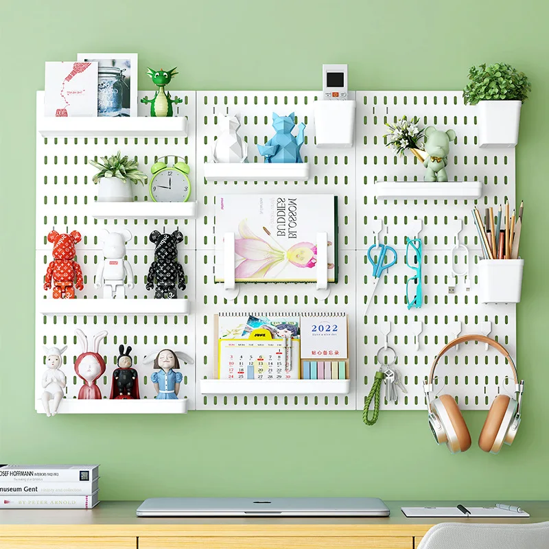 No-Punch Wall-Mounted Hole Board For Study Room, Kitchen Storage, Gaming Room, Electronic Products, Toys Model Storage Display