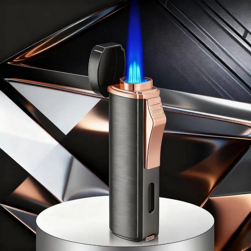 Cigars Torch Lighter Cool Triple Jet-Flame Butane Lighter Refillable Windproof Gas Lighter Present for Men