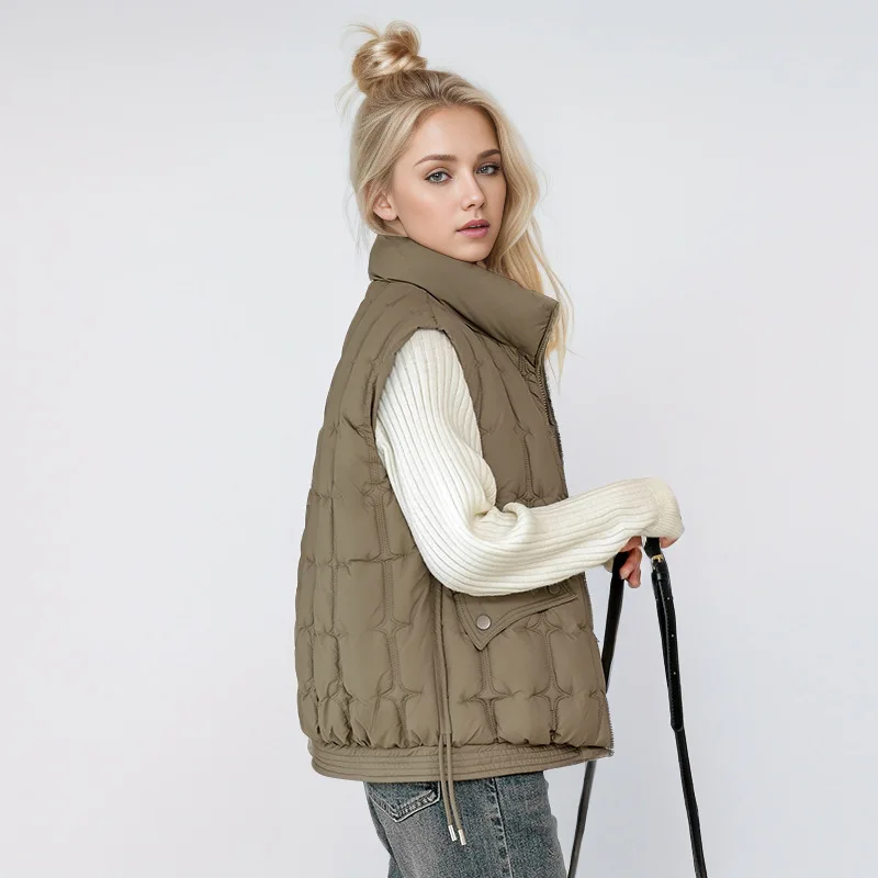 2024 Autumn New Cotton-padded Women\'s Jacket Short Cropped Puffer Jacket Loose-fit Down Vest Korean Style For Students Winter