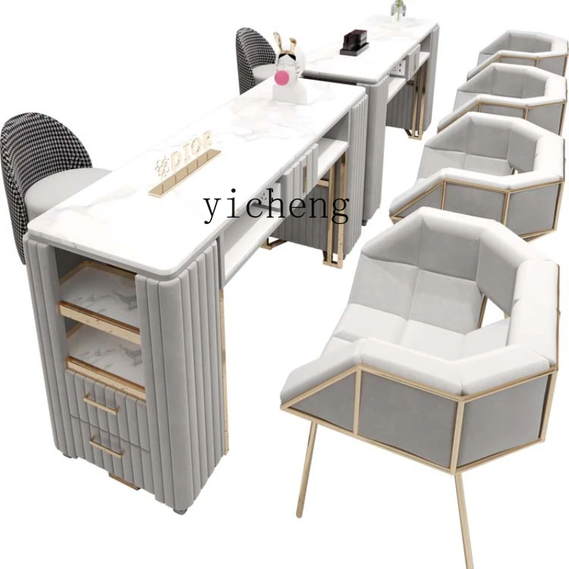 

Zf Multi-Functional Nail Table and Chair Set Combination Simple Nail Shop Marble