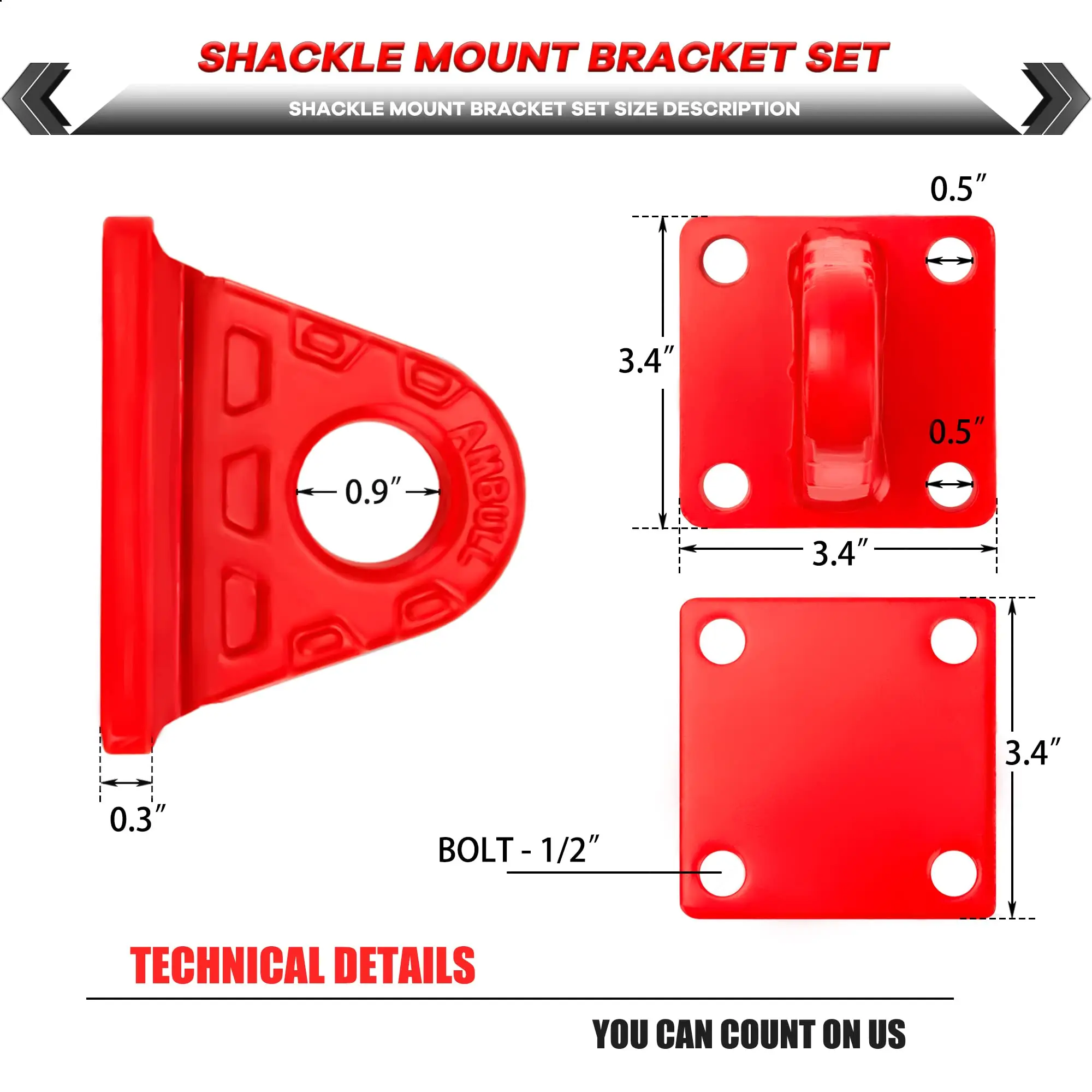 Bolt On D Ring Shackle Mount with Backer Plate 24T Max Load Clevis Mount Bumper Shackle Bracket for Trailer Truck Bucket Bumper