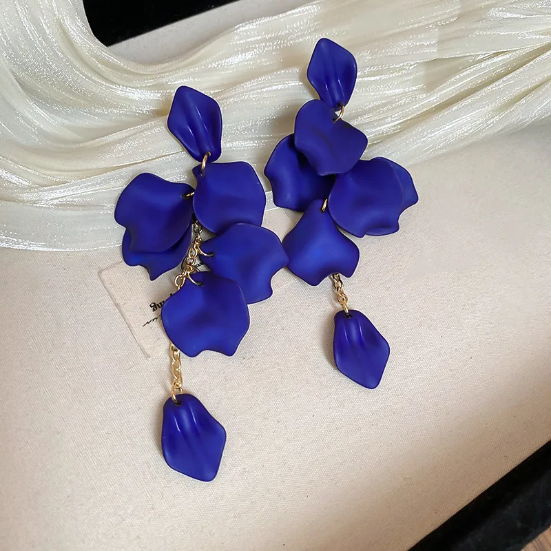 Bohemian Flower Drop Earrings with Long Tassels