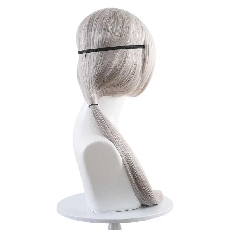 Chainsaw Man Kogoro Cosplay Wig Chainsaw Man Braided Hairstyle Silver-gray Long Braid Straight Ponytail Face-framing Long Hair view 3