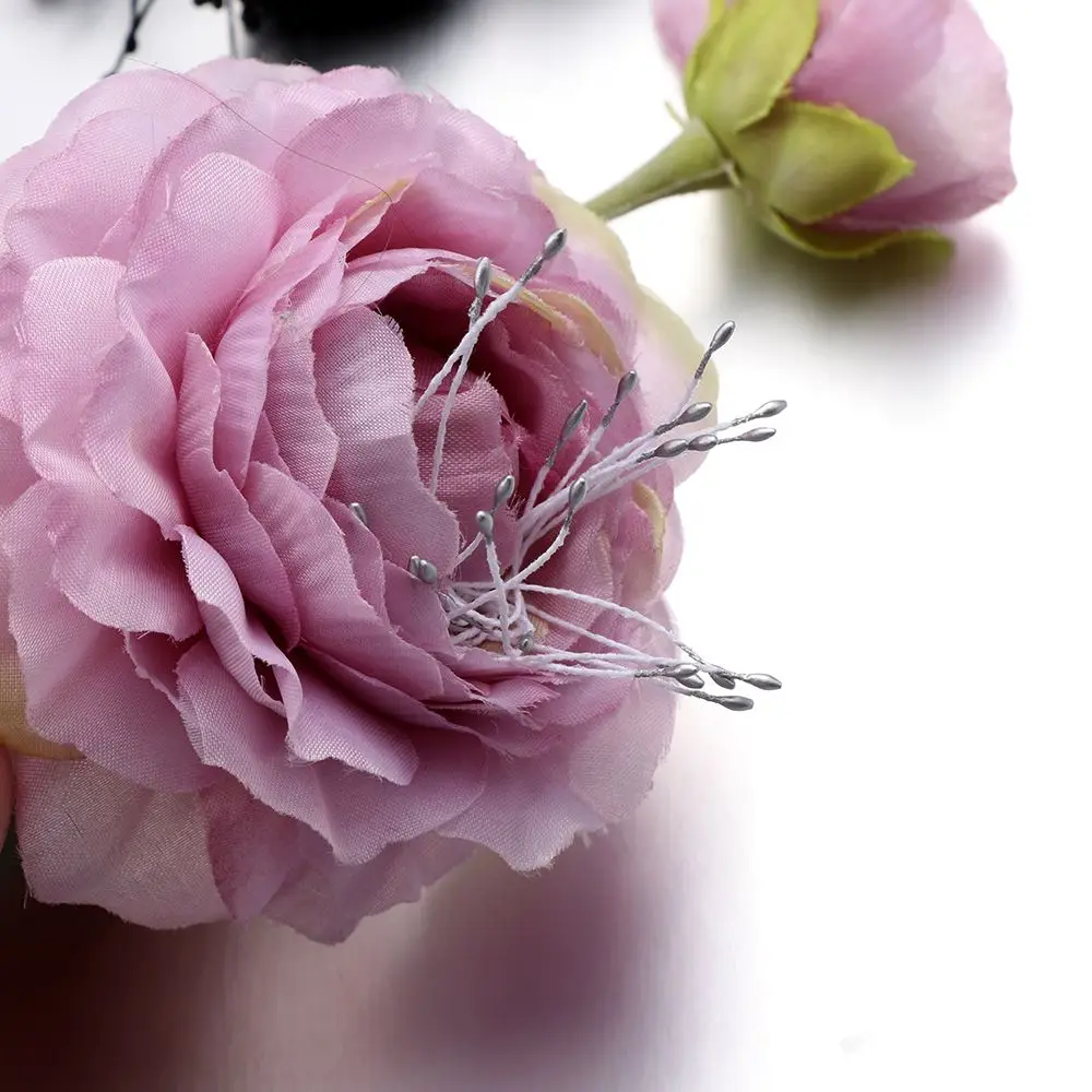 400pcs Wreath Double Heads Needlework Hand-made Pistil Flower Stamen DIY Floral Craft Artificial Pearl