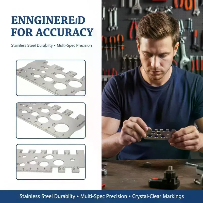Screw Thread Pitch Gauge Ruler High Accuracy 55 Degree Bolt Cutting Angle Metric Model Measuring Tool for DIY and Industrial Use