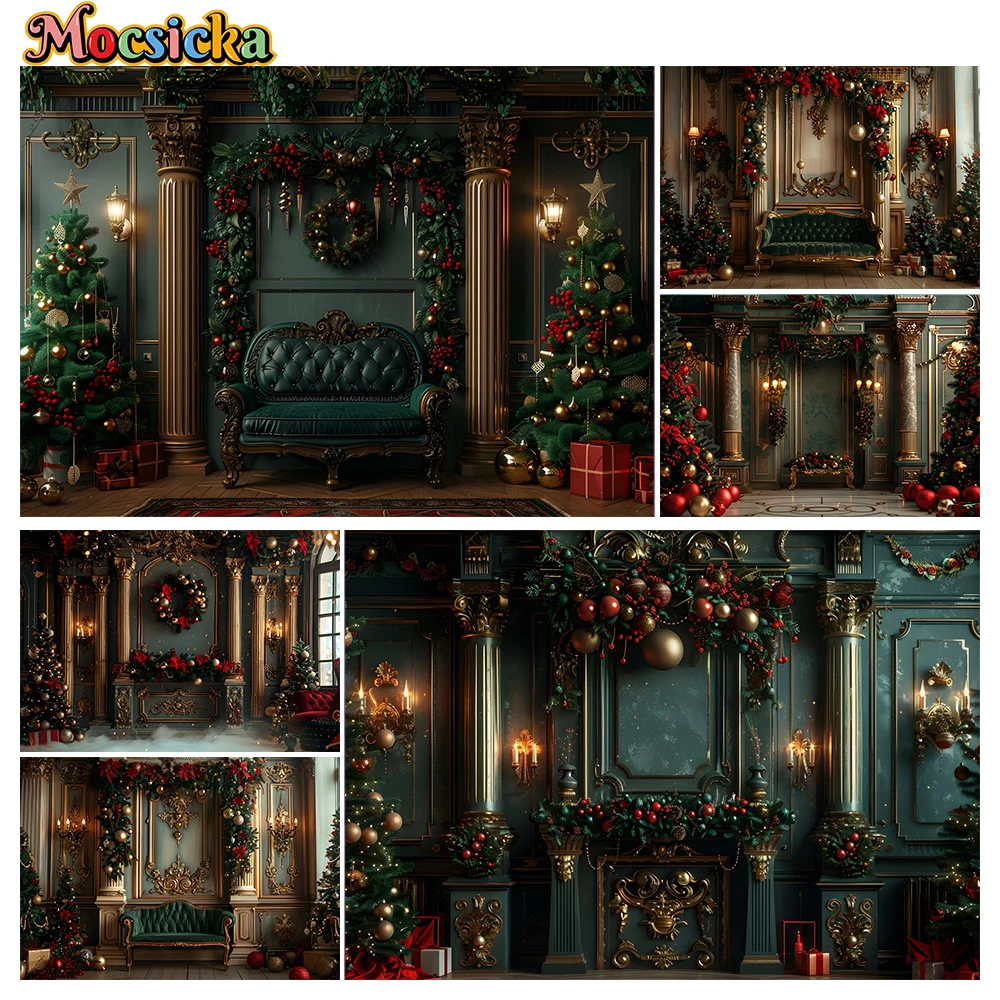 

Mocsicka Winter Christmas Photography Background Christmas Flower Knot Holiday Party Family Portrait Photo Backdrops Studio