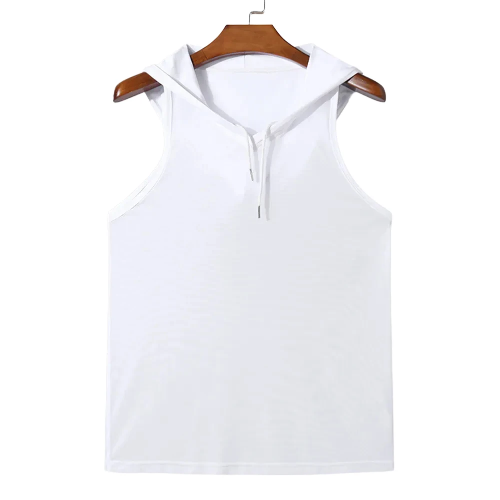 

Available Sizes S-2XL Hooded Tank Top Hooded Neckline Regular Length Sleeveless Design Solid Pattern Hooded Bodybuilding Top