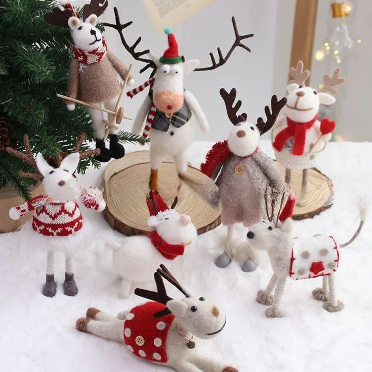 

European Style Wool Felt Christmas Decorations Christmas Tree Ornaments Tabletop Decorations Festive Party Hanging Swings