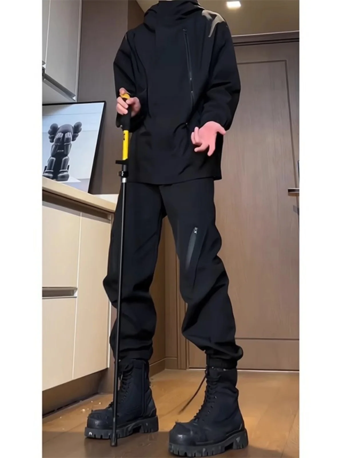 

Водонепроницаемые брюки для альпинизма на флисовой подкладке, мужские осенне-зимние брюки-карго с регулируемыми манжетами, рабочая одежда, молодежный стиль