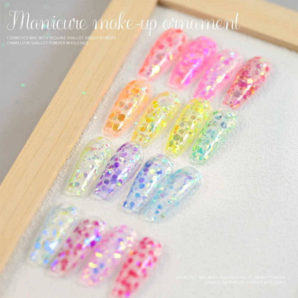 50 جرام/الحقيبة المجسم مختلط مسدس مكتنزة مسمار بريق الترتر الليزر سبانجلز ثلاثية الأبعاد رقائق شرائح هلام البولندية مانيكير الديكور #6