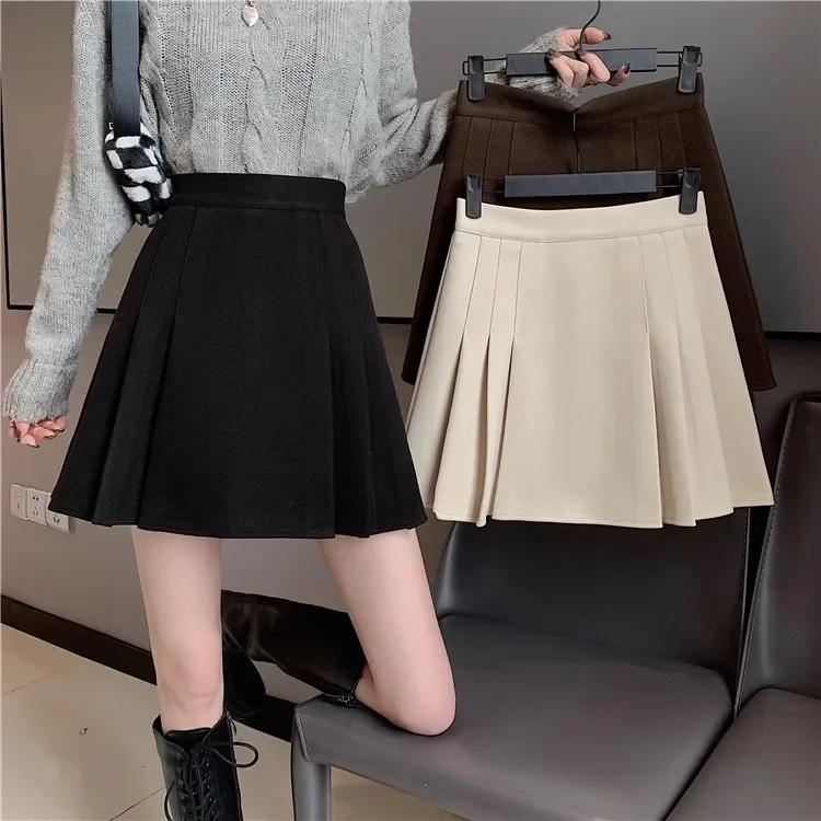 Elegantsocialite Style Skirt 2024 New Women's Spring Plus-size High-waisted Slimming Black A- line Short Skirt Plenty Pleats