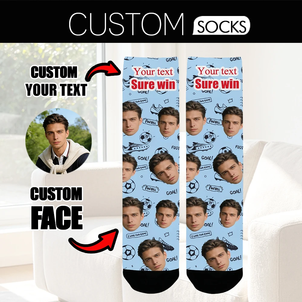 Custom face pattern socks unisex personalized fun socks with face pattern custom with  Valentine's Day gift