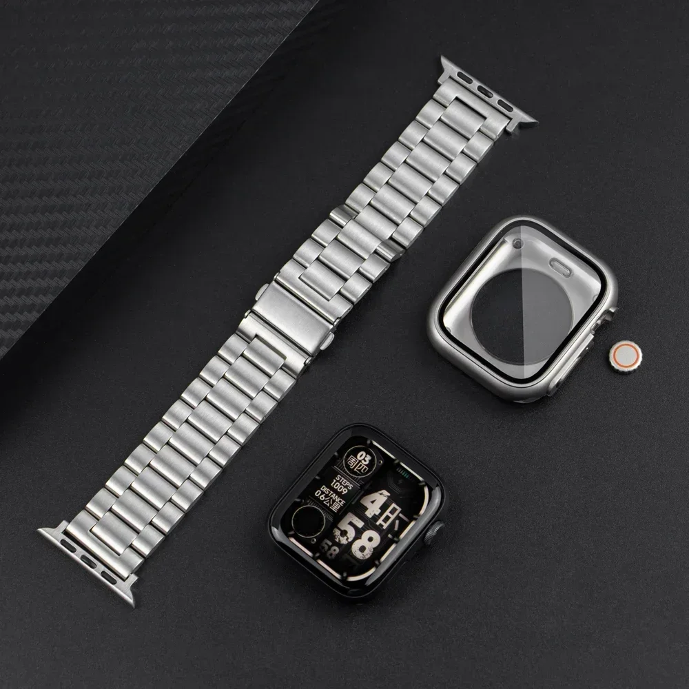 Change to Ultra Case+Band For Apple Watch 46mm 42mm 44 45mm Metal Stainless Steel strap for iWatch series Series 10 9 8 7 6 SE 5