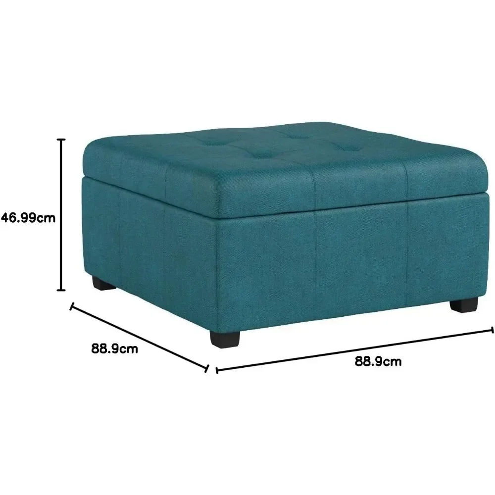 Carlsbad Fabric Storage Ottoman Office Footrest Dark Teal Poufs for Living Room Furniture Pouf Container Plastic Benches to Sit