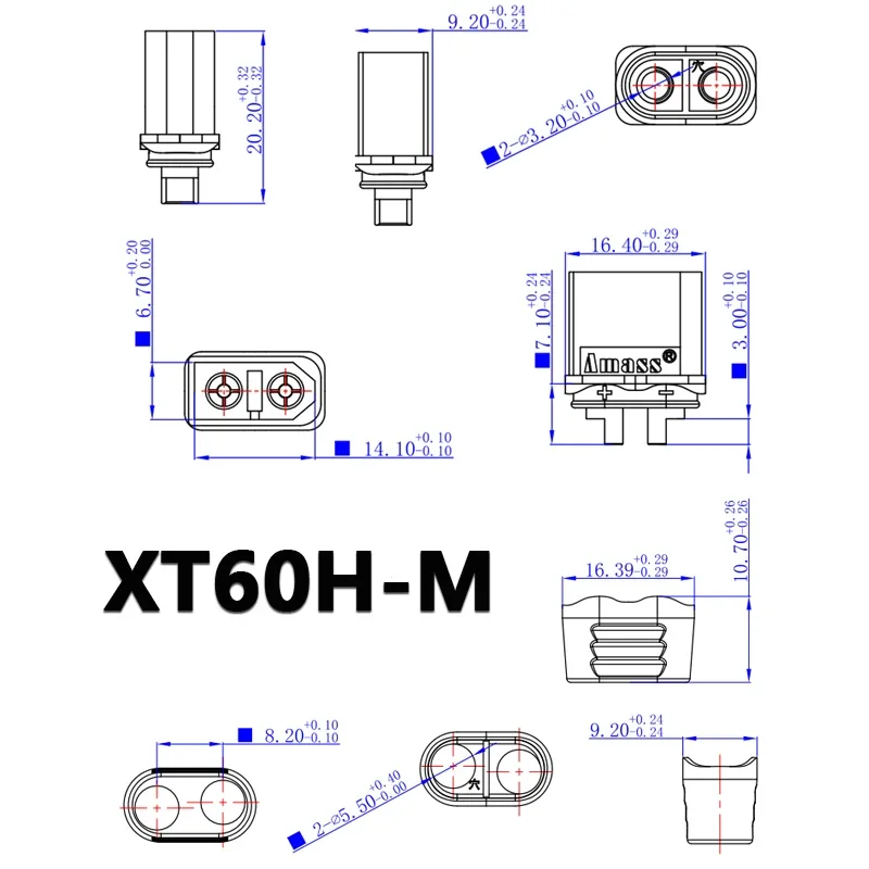 Amass XT60H หญิงชายปลั๊ก 12AWG/10AWG ซิลิโคนยืดหยุ่นสายไฟ 10/20/30/40/50 ซม.แบตเตอรี่ Accesspries DIY