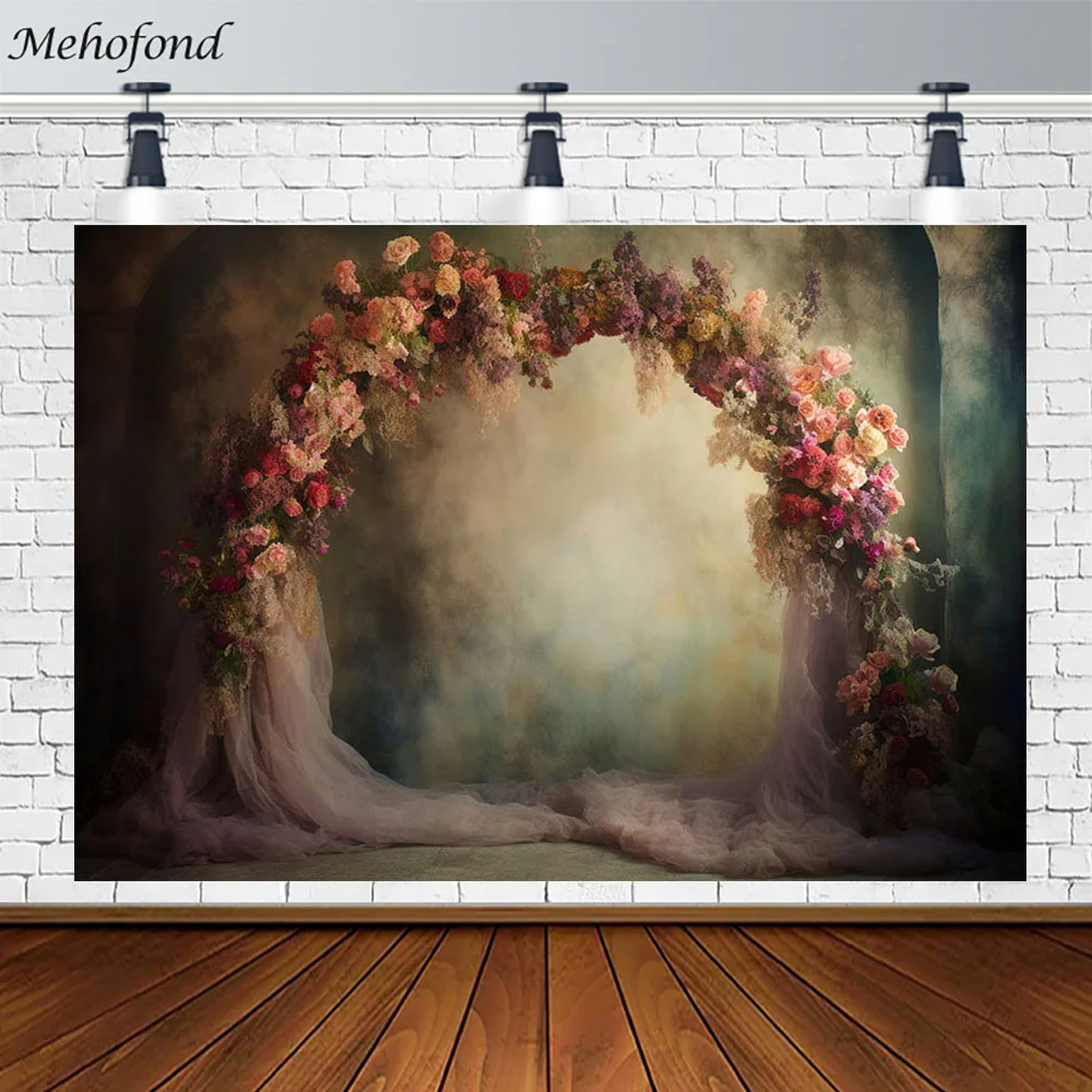 

Mehofond Photography Background Vintage Texture Floral Arch Girl Birthday Wedding Pregnant Photo Backdrop Photobooth Props